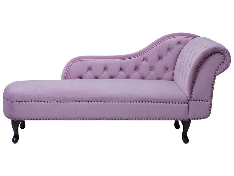 Chaise-longue à direita em veludo violeta NIMES_712572