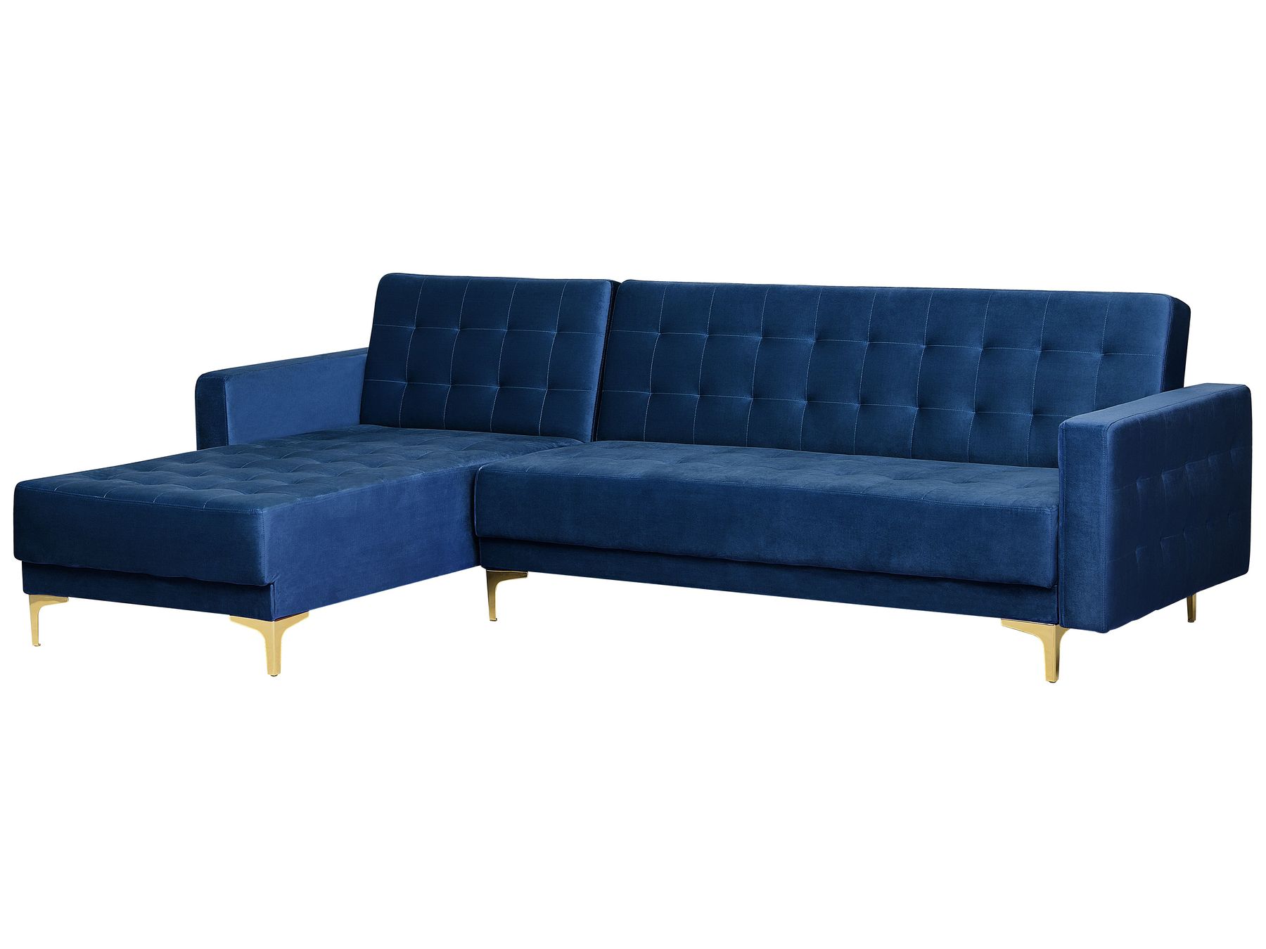 Right Hand Velvet Corner Sofa Navy Blue ABERDEEN Beliani.co.uk