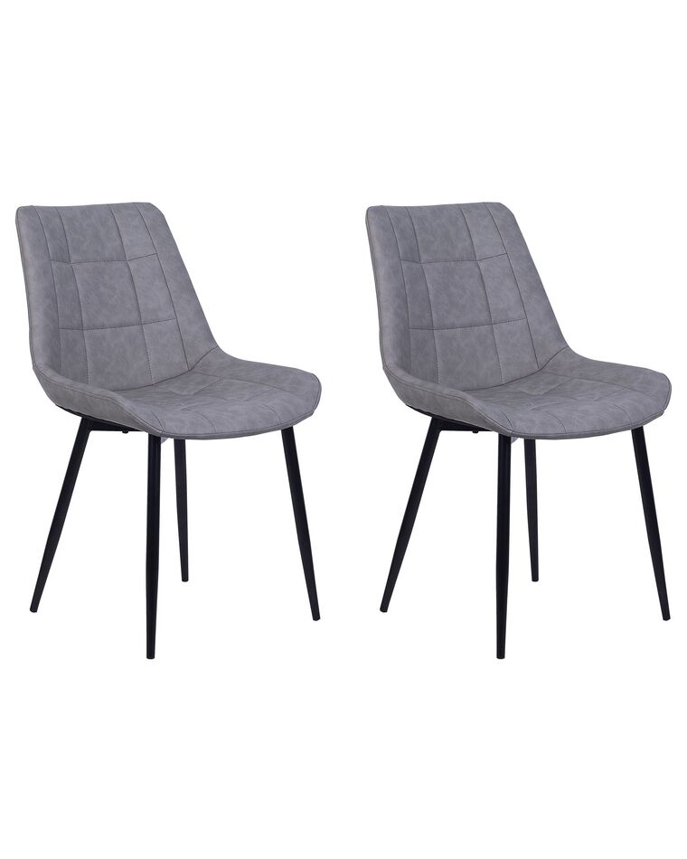Conjunto de 2 cadeiras de jantar em pele sintética cinzenta MELROSE II_716666