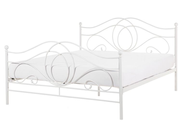 Łóżko metalowe 160 x 200 cm białe LYRA_676938