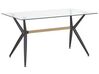 Jedálenský stôl so sklenenou doskou 140 x 80 cm čierna/svetlé drevo SACRAMENTO_786227
