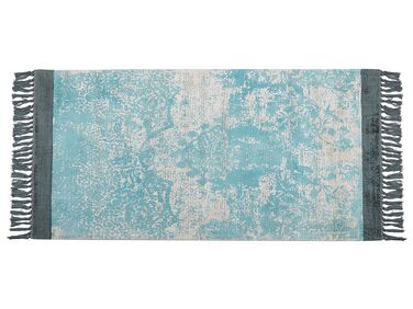 Teppich Viskose hellblau / beige 80 x 150 cm cm orientalisches Muster Kurzflor AKARSU