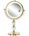 Miroir de maquillage avec éclairage LED ø 18 cm doré CLAIRA_813646