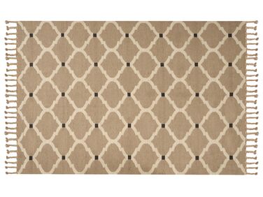 Teppich Jute beige 200 x 300 cm geometrisches Muster Kurzflor ORENCIK