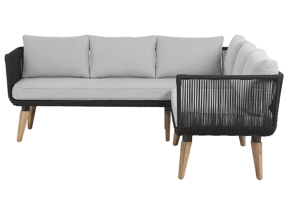 5 Seater Acacia Wood Garden Corner Sofa Set Grey ALCAMO | Beliani.co.uk