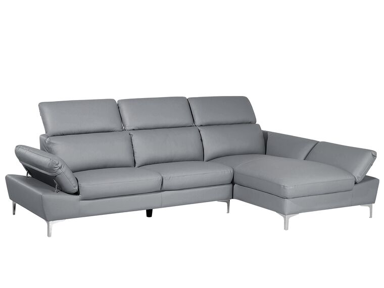 Left Hand Corner Sofa Leather Grey FARILA Beliani.co.uk
