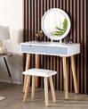 2 Drawer Dressing Table with LED Mirror and Stool White and Grey JOSSELIN_850139