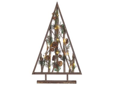 Dekorativní figurka vánoční stromeček LED tmavé dřevo SVIDAL