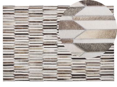 Dywan patchworkowy skórzany 140 x 200 cm brązowo-beżowy KULALAR