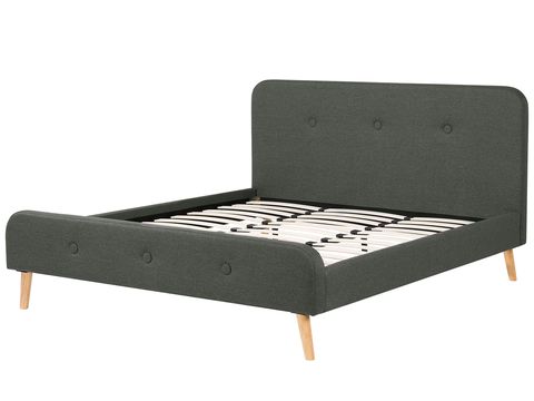 Fabric Eu Super King Size Bed Grey Rennes Beliani Sk Fabric Eu Super King Size Bed Grey, King Single Fabric Bed Frame