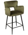 Conjunto de 2 sillas de bar de terciopelo verde oliva SANILAC_912693