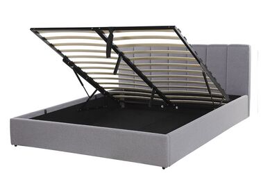 Čalúnená posteľ s úložným priestorom 140 x 200 cm svetlosivá DREUX