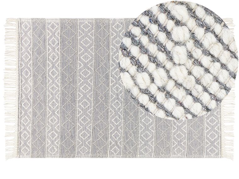 Vlněný koberec 160 x 230 cm šedý/bílý TONYA_856525
