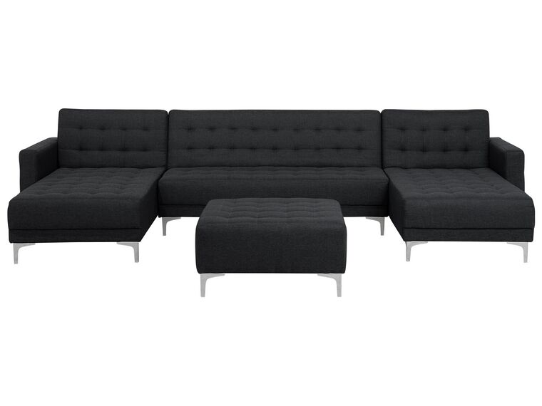 5 Seater U-Shaped Modular Fabric Sofa with Ottoman Graphite Grey ABERDEEN_715009