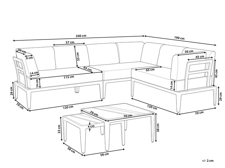 Left Hand 6 Seater Garden Corner Sofa Set Beige RIMA Beliani.co.uk
