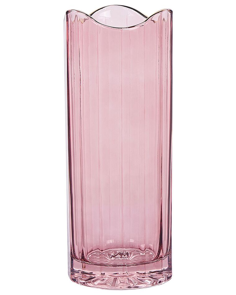 Vaso de vidro rosa 30 cm PERDIKI_838148