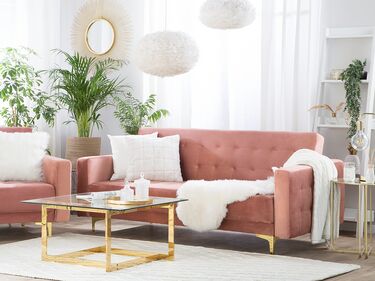 3 Seater Velvet Sofa Bed Pink ABERDEEN