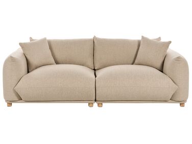 3-Sitzer Sofa hellbeige mit Kissen LUVOS 