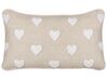 Cotton Cushion Embroidered Hearts 30 x 50 cm Beige GAZANIA_893228