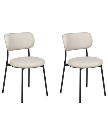 Set of 2 Fabric Dining Chairs Beige CASEY