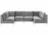6 Seater U-Shaped Modular Velvet Sofa Grey EVJA_789318