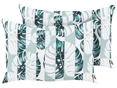 Set of 2 Outdoor Cushions Leaf Pattern 40 x 60 cm Green TERMINI