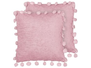 Set of 2 Cushions 45 x 45 cm Pastel Pink JASMINE