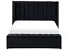 Velvet EU Double Size Bed with Storage Bench Black NOYERS_834545