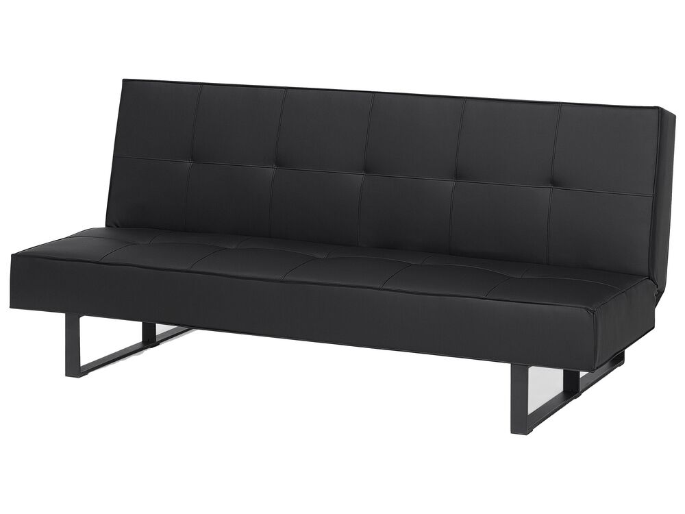 Faux Leather Sofa Bed Black DERBY Beliani.co.uk