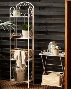 Valkoinen rautainen 4-tasoinen hylly VALDIVIA Valkoinen rautainen 4-tasoinen hylly VALDIVIA