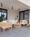 Salon de jardin 4 places en rotin clair avec coussins beiges DOLCEDO / LIMNI_828661