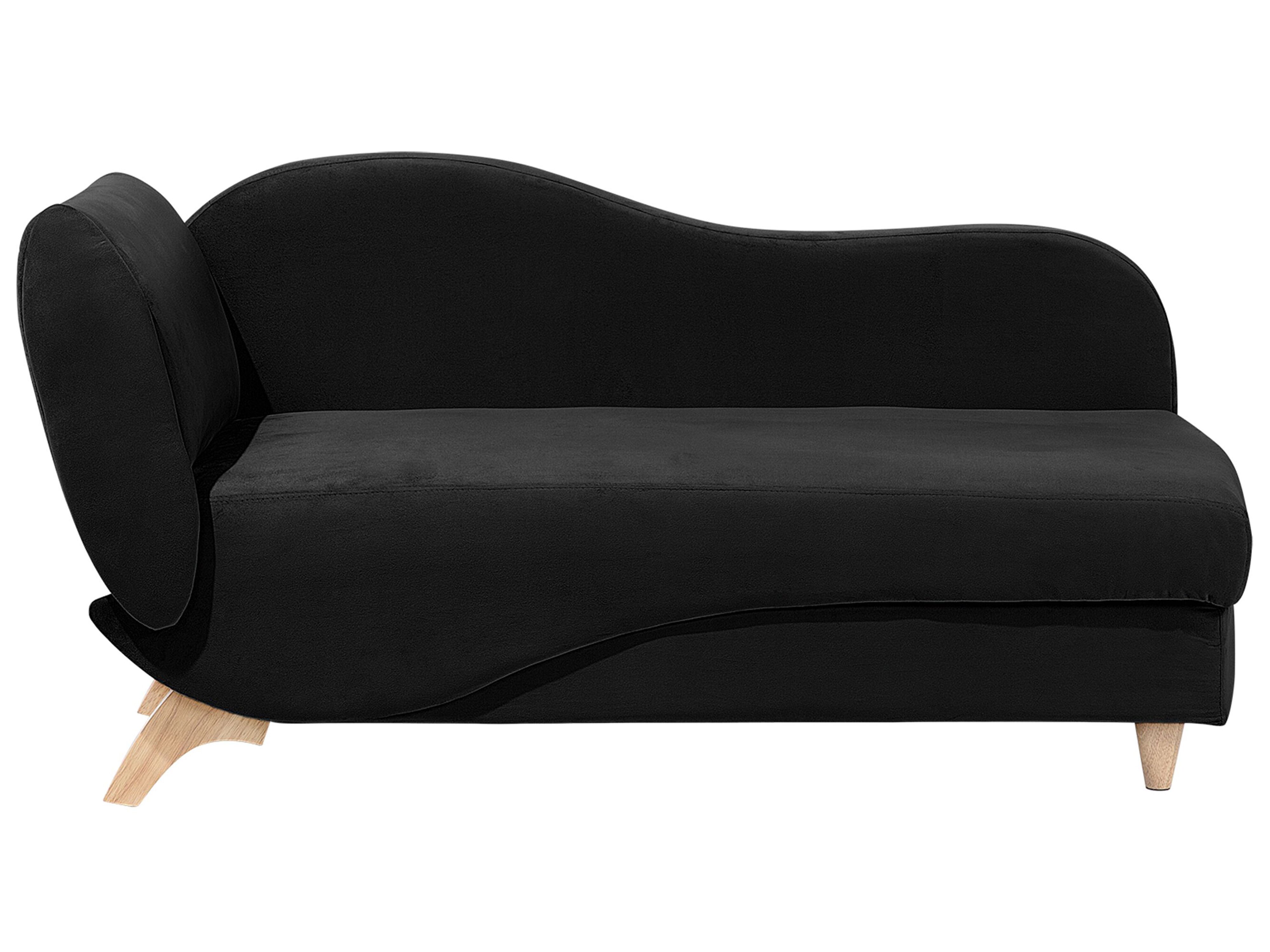 Left Hand Fabric Chaise Lounge with Storage Black MERI Beliani.es