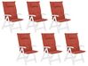 Set of 6 Outdoor Seat/Back Cushions Red TOSCANA/JAVA_784166