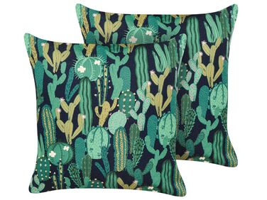 Set of 2 Outdoor Cushions Cactus Pattern 45 x 45 cm Green BUSSANA