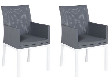 Conjunto de 2 sillas de poliéster gris oscuro/blanco BACOLI