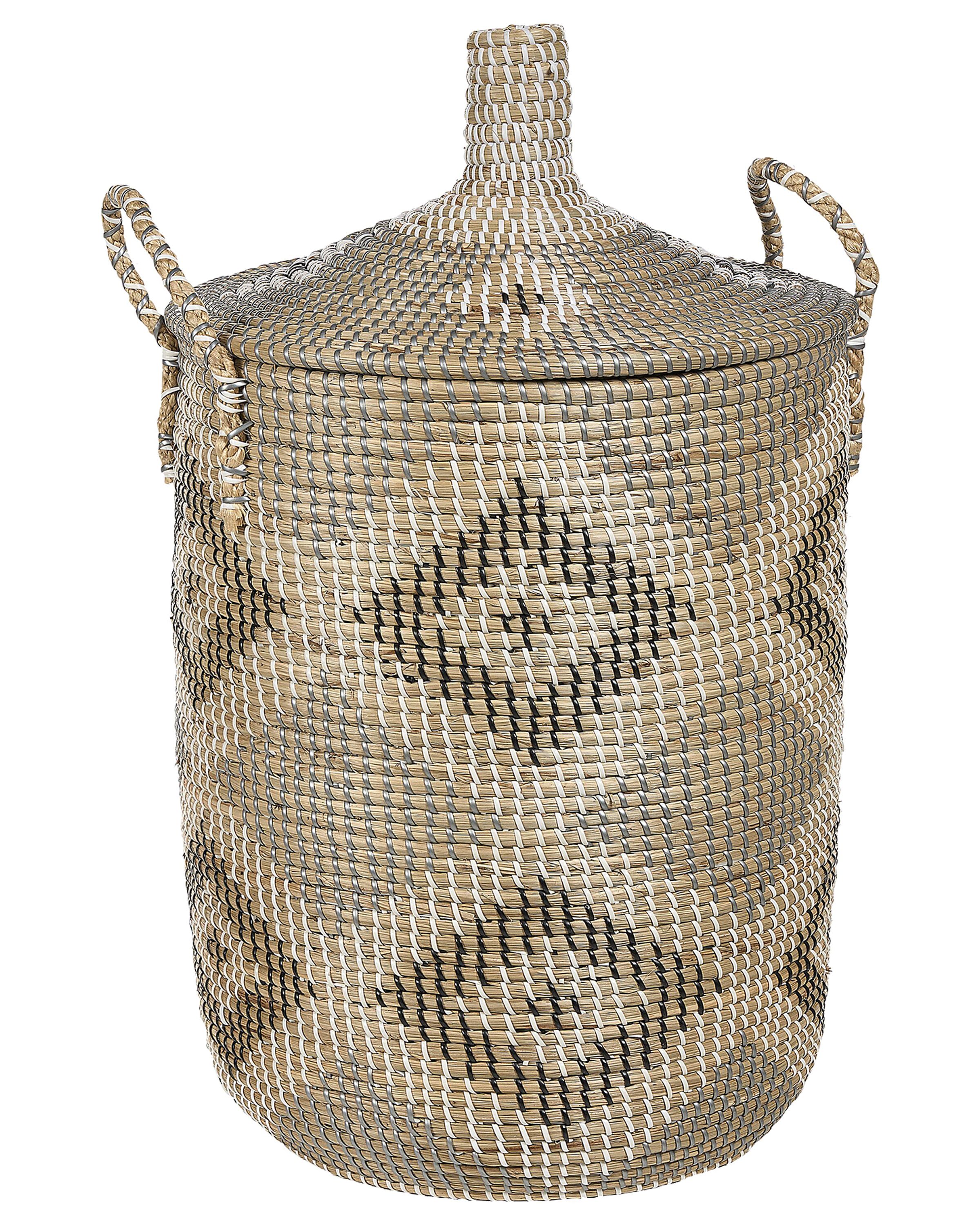 Rusta Korg Seagrass Basket with Lid Light CAMRANH | Beliani.co.uk