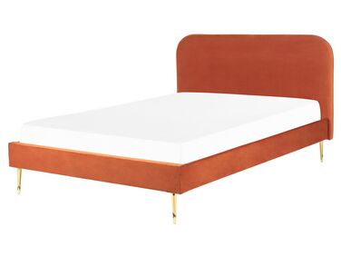 Bed fluweel oranje 160 x 200 cm FLAYAT