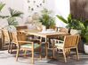 8 Seater Acacia Wood Garden Dining Set with Leaf Pattern Green Cushions SASSARI_775989