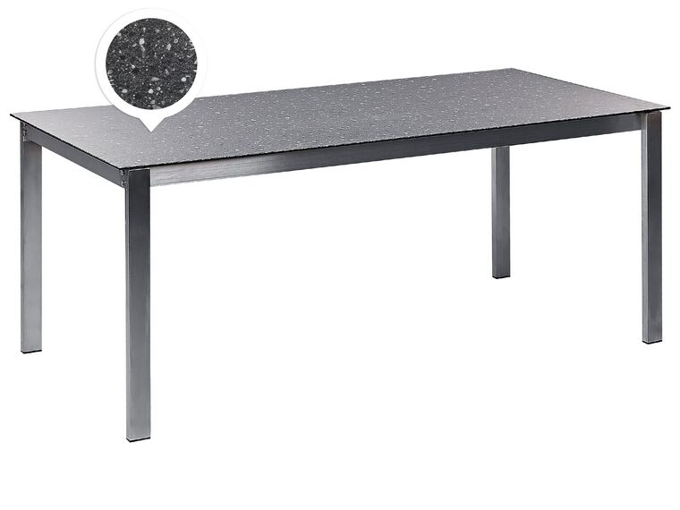 Garden Dining Table Glass Top 180 x 90 cm Black COSOLETO_881888