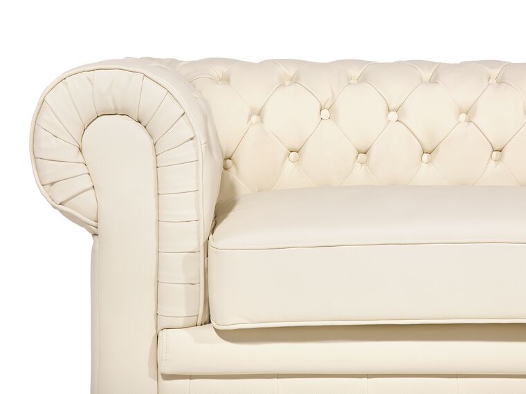 Leather Living Room Set Cream CHESTERFIELD Beliani.co.uk