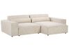 Left Hand 2 Seater Modular Velvet Corner Sofa with Ottoman Beige HELLNAR_910833