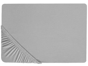 Világosszürke pamut gumis lepedő 180 x 200 cm HOFUF