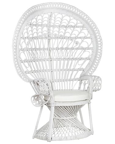 Rattan Peacock Chair White EMMANUELLE