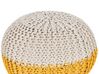 Cotton Knitted Pouffe 50 x 35 cm Beige and Yellow CONRAD _813979