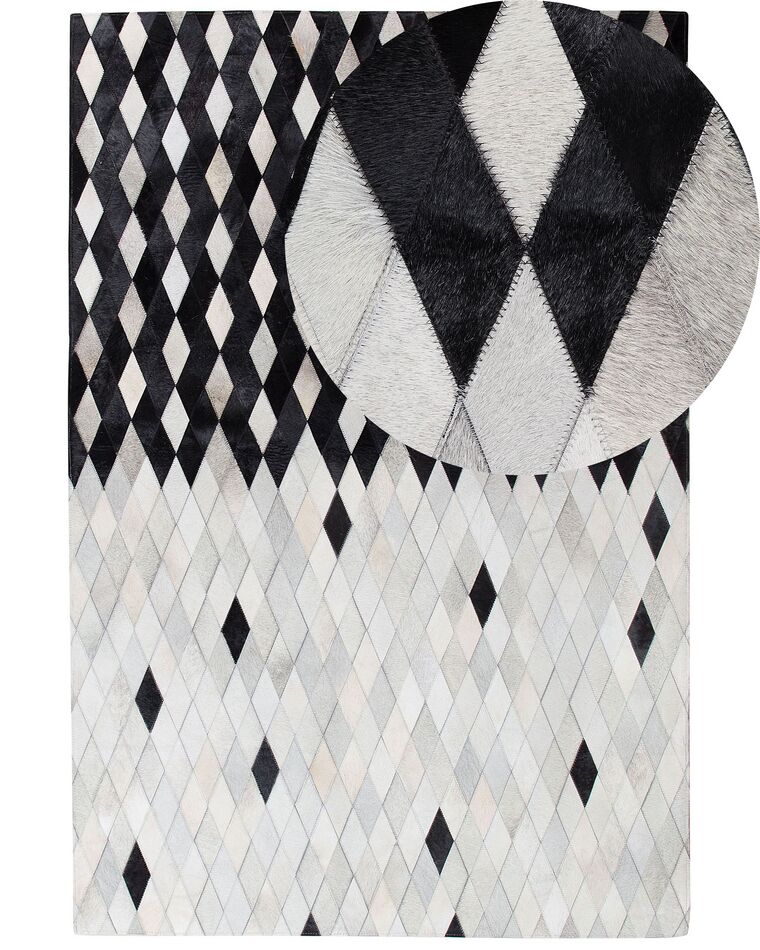 Dywan patchwork skórzany 160 x 230 cm czarno-biały MALDAN_742836