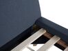 Cama con somier de poliéster azul oscuro/madera clara 160 x 200 cm VIENNE_814307