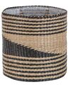 Set of 3 Seagrass Plant Pot Baskets Natural and Black RATTAIL_824938