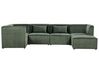 Canapé d'angle côté droit modulable 5 places en velours côtelé vert foncé avec ottoman LEMVIG_876281