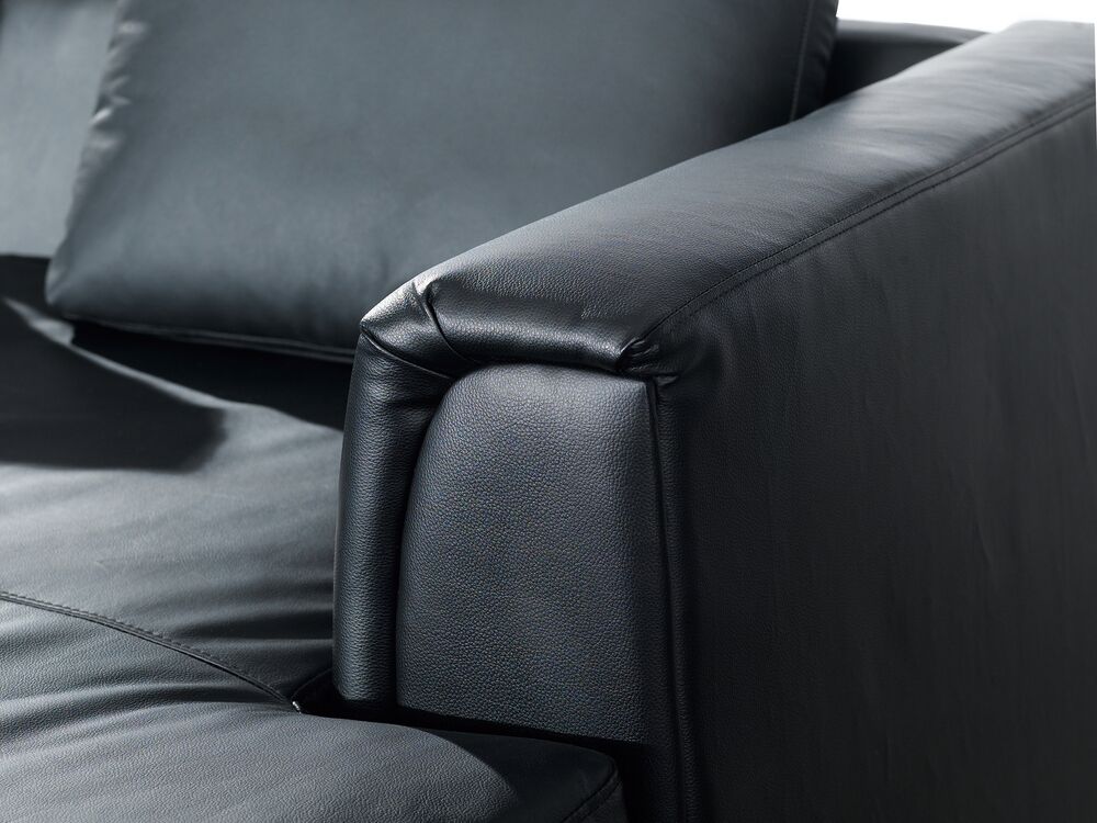 Left Hand Leather Corner Sofa Black OSLO Beliani.co.uk