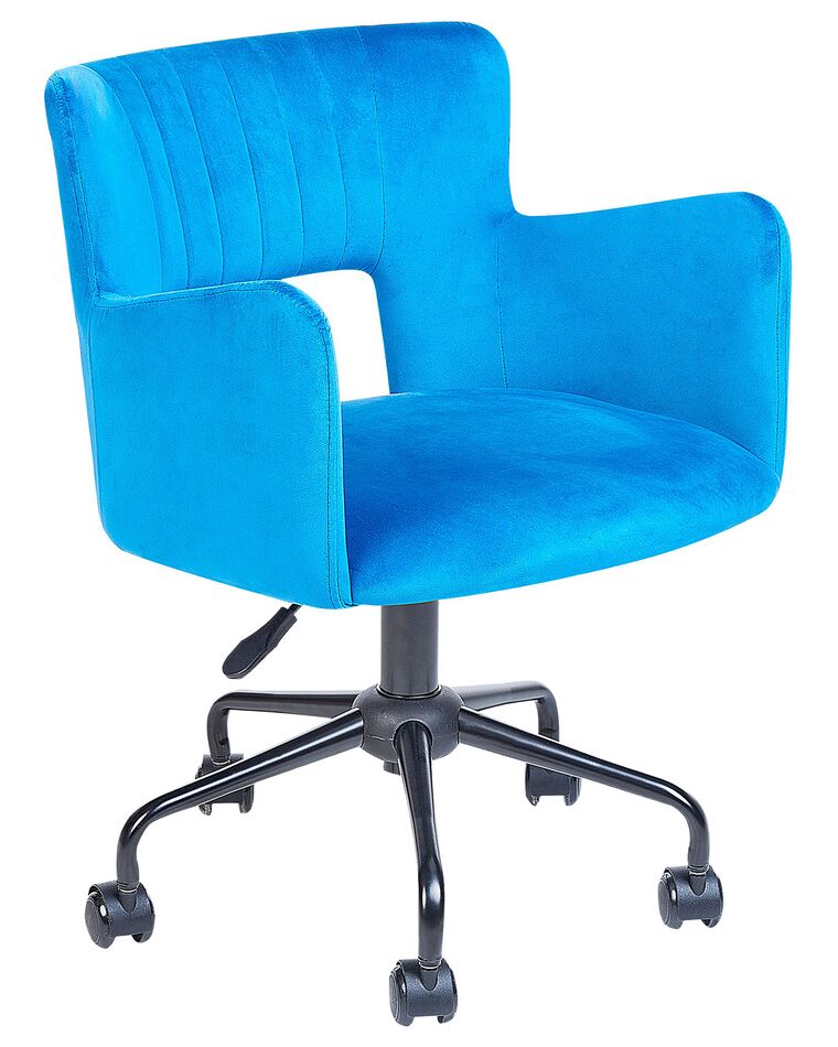 Zamatová kancelárska stolička modrá SANILAC_855189